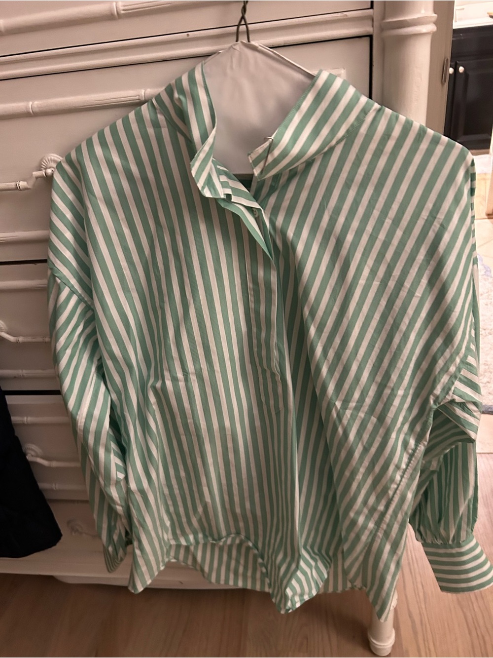 ANN MASHBURN Mint Green and White Striped Shirt